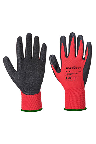 PORTWEST Manusi de protectie, latex, negru/rosu