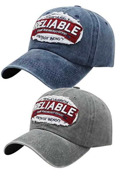 Uniquetrenders Set de 2 șepci de baseball unisex, în stil vintage, cu broderi...