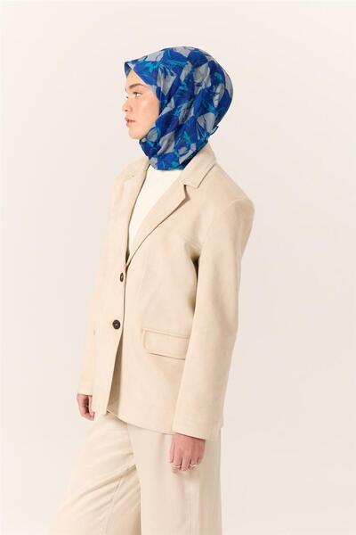 Silk Home Λεπτό βαμβακερό μαλακό κασκόλ με σχέδιο σαξ-τιρκουάζ που αναπνέει κ...