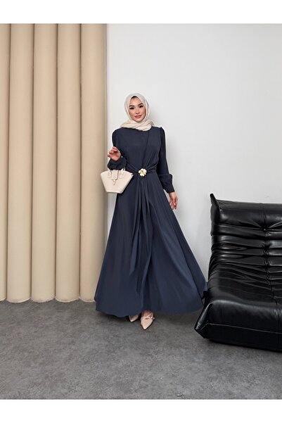 MVK MAVEKA COLLECTİON فستان من قماش التينسل مع تفاصيل بروش