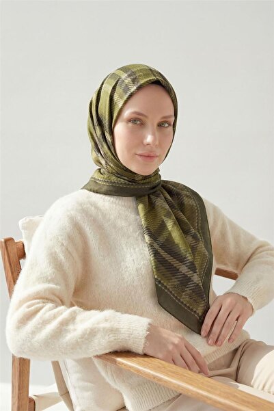 Silk Home Κασκόλ βισκόζης βελόρα με καρό σχέδιο για όλες τις εποχές, πράσινο ...