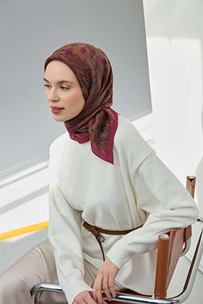 Silk Home Φουλάρι Βισκόζης Βελούδινο Φούξια Τέσσερις Εποχές 90x90