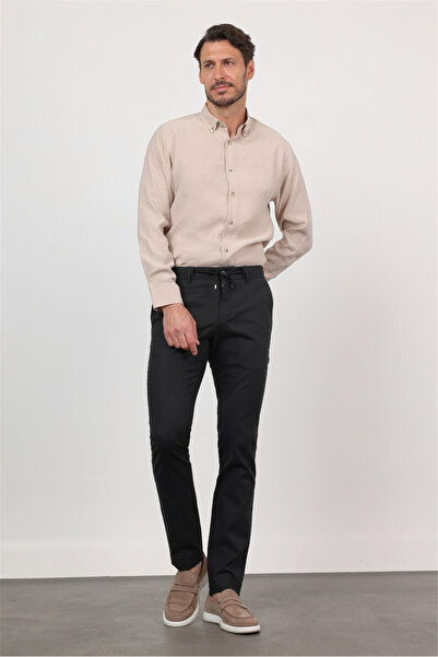 İmza Black Side Pocket Linen Slim Fit Linen Blend Jogger Pants 1003260169