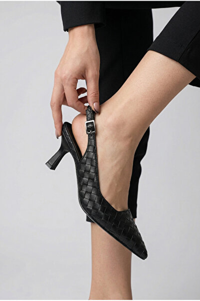 LORENN SHOES Παπούτσια με τακούνι Wendy σε μαύρο χρώμα με πλεκτό σχέδιο και μ...