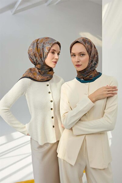 Silk Home Κασκόλ Βισκόζη Βελούδινο Ανθρακί Τέσσερις Εποχές 90x90