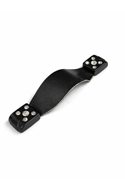 Mas Kulp Black Diamond - Taşlı Dekoratif Siyah Deri 64-96mm Mobilya Kulpu