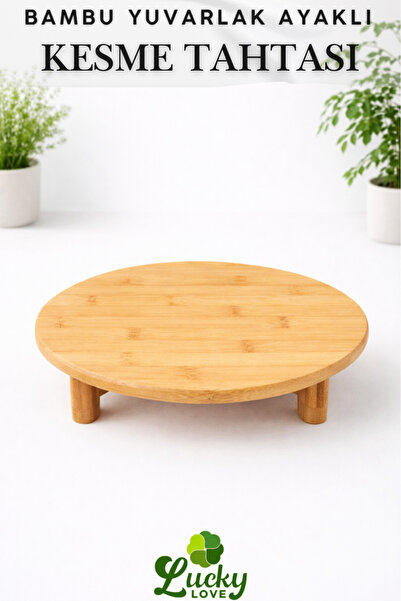 Luxury Bamboo Round Cutting Board with Legs, Cutting Board, Bread Board, Meat Board, Vegetable Board
