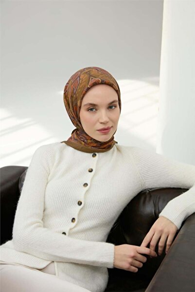 Silk Home Κασκόλ Βισκόζης Βελούδινο Χανάρι Πράσινο Τέσσερις Εποχές 90x90