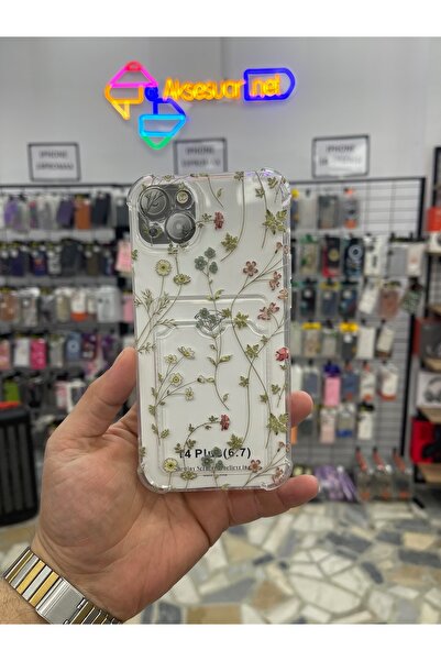 eaksesuarnet İPhone 14 Plus 15 Plus Kartlıklı Desenli Silikon Köşe Korumalı K...