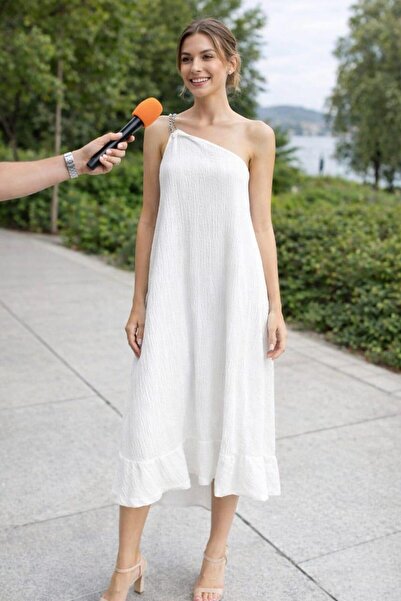 ALEXANDERGARDI Φόρεμα με μονό μανίκι και λουράκι αλυσίδας (B22-23600)