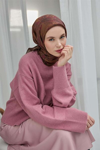 Silk Home Κασκόλ Βισκόζης Βελούδινο Καφέ Τέσσερις Εποχές 90x90