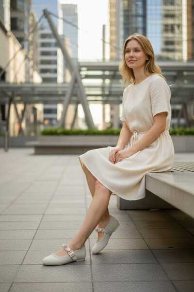 By Yağlıoğlu Πλεκτά μπαλαρίνες με λεπτομέρειες από φυσική πέτρα ekc2026