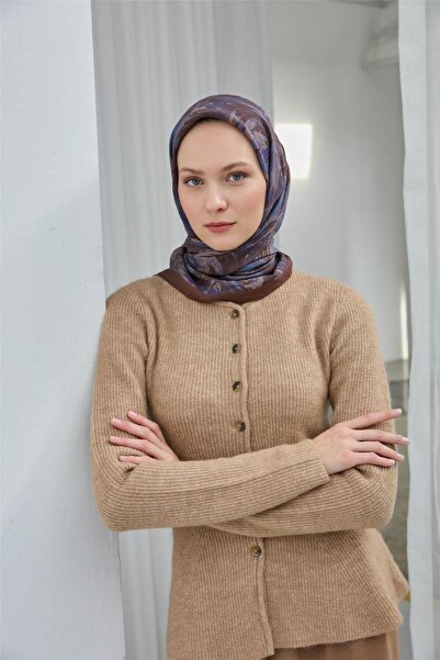 Silk Home Eșarfă din viscoză Velora Maro Bleumarin Albastru Cer cu Motiv Text...