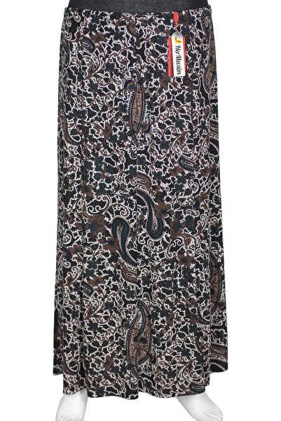 HESNA Γυναικεία Betül 8 τεμαχίων ελαστική μαύρη φούστα χωρίς επένδυση με σχέδ...