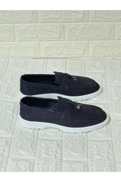 Greyybull Shoes καλοκαιρινά μπλε ναυτικά παπούτσια loafer με φούντες από nubuck