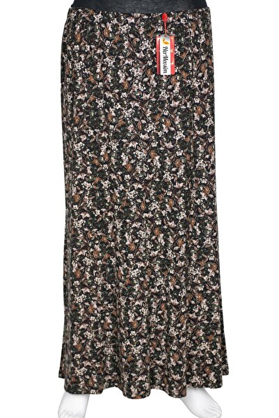 HESNA Γυναικεία Betül 8 τεμαχίων ελαστική μαύρη φούστα χωρίς επένδυση με σχέδ...