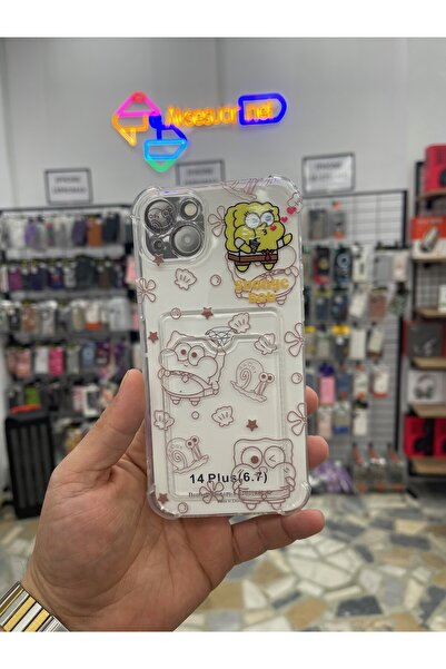 eaksesuarnet İPhone 14 Plus 15 Plus Kartlıklı Desenli Silikon Köşe Korumalı K...