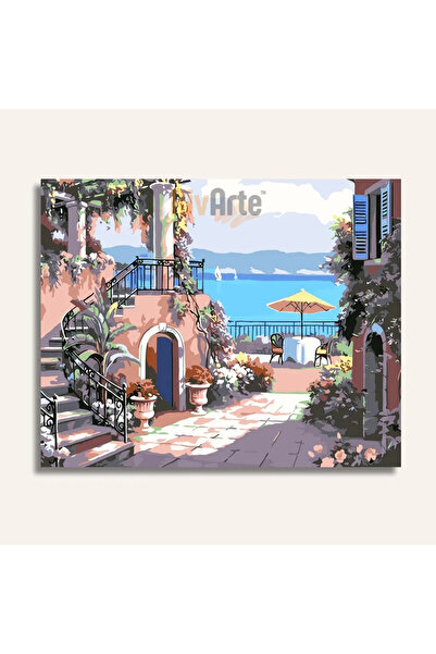 RivArte Sayılarla Boyama Seti Huzur Dolu Bahçeli Ev 40x50cm Manzaralar
