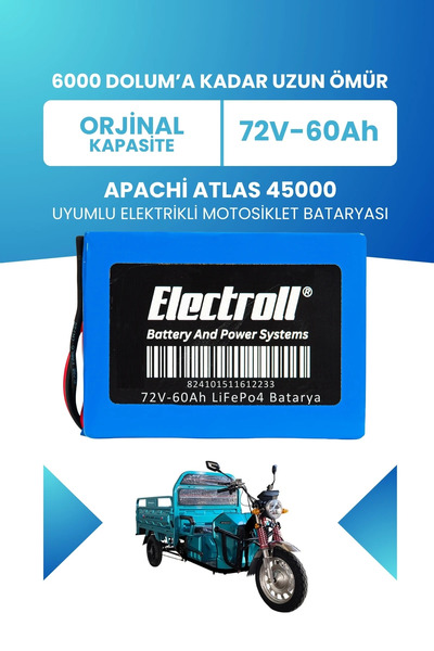 Apachi Atlas 45000 Batarya (Standart Kapasite) LiFePO4 72V 60Ah Elektrikli Motosiklet Bataryası