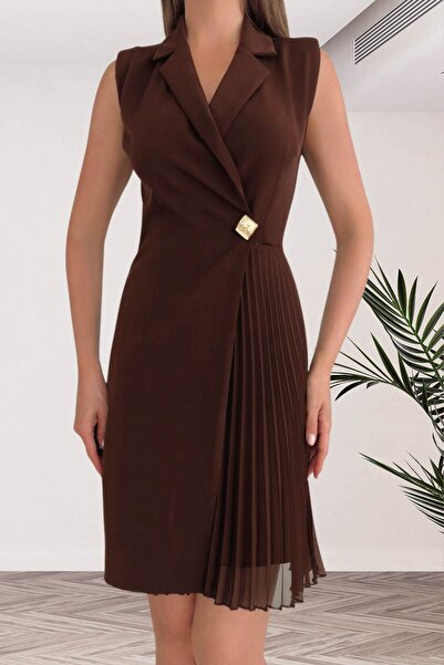 Moda Amore Γυναικείο βραδινό φόρεμα - Αμάνικο με διπλό στήθος, λεπτομέρεια με...