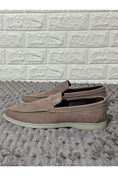 Greyybull Shoes Μπεζ δερμάτινα ανδρικά loafer παπούτσια από nubuck