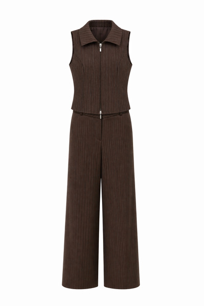 HAZELANNA Set maro cu vestă și pantaloni în dungi