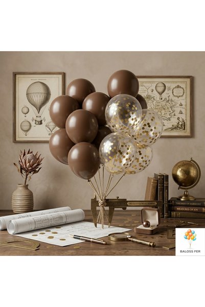 baloss fer Brown Gold Confetti Balloon Set of 10 Transparent Balloons Engagement Promise Decoration