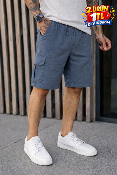 DAMGA JEANS Ανδρικό σορτς Trend με χαμηλή μέση γραμμή, τσέπες cargo, φαρδύ μπ...