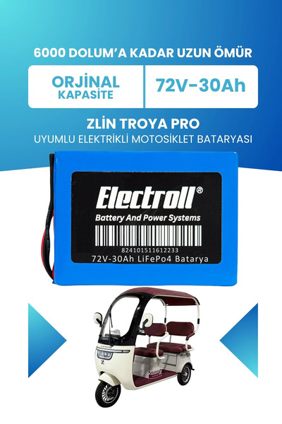 ELECTROLL Zlin Troya Pro Batarya (Standart Kapasite) LiFePO4 72V 30Ah Elektri...