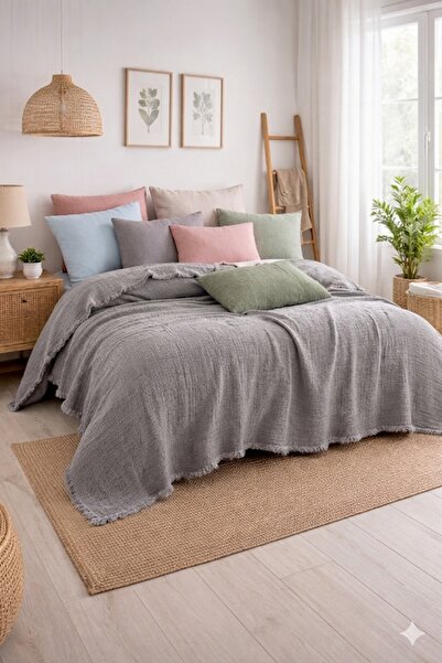 Bilgiçler Tekstil Γεμιστό κάλυμμα κρεβατιού από μουσελίνα για διπλό κρεβάτι