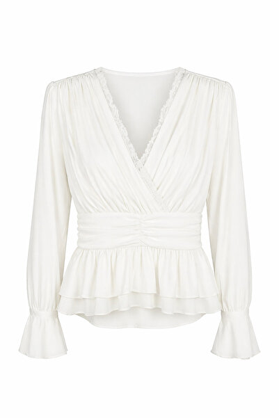 HAZELANNA Λευκή μπλούζα με δαντέλα και επένδυση από μοντάλ