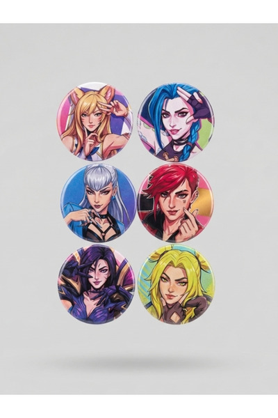 mellysaplush League of Legends 6’lı Rozet Seti 44 mm