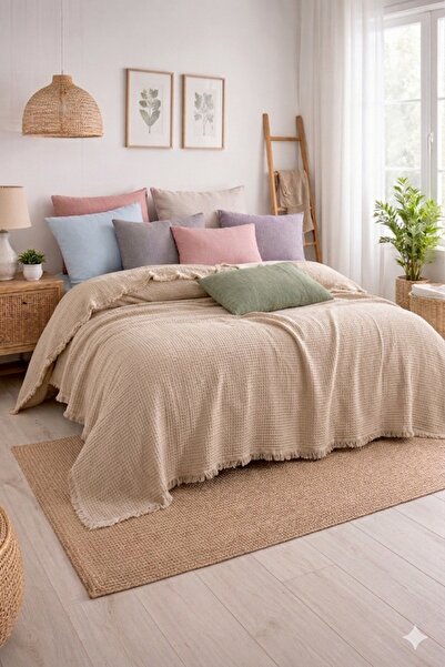 Bilgiçler Tekstil Γεμιστό κάλυμμα κρεβατιού από μουσελίνα για διπλό κρεβάτι