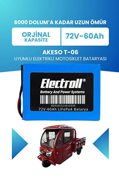 Akeso T-06 Batarya (Standart Kapasite) LiFePO4 72V 60Ah Elektrikli Motosiklet Bataryası
