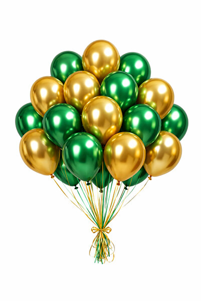 Gemar Chrome Balloons 13 Inch in Gold, Green Colors 25 Pieces of Balloons.