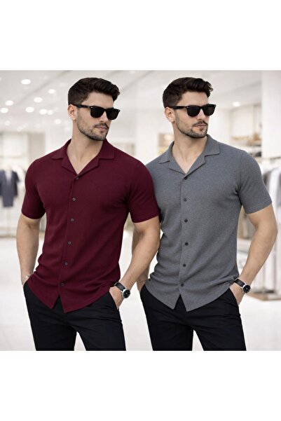 zs zaos fashion Πλεονεκτικό σετ 2 τεμαχίων, ανδρικό πουκάμισο με κοντό μανίκι...