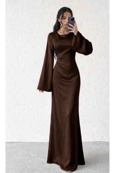PERADO Back Drawstring Zipper Dress Evening Gown