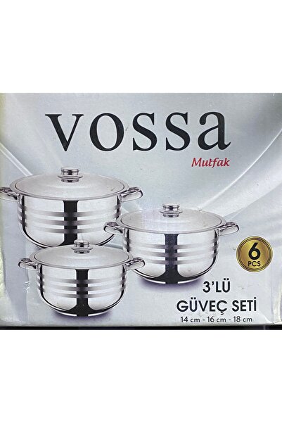 VOSSA 3'lü çelik güveç seti (14cm-16cm-18cm)