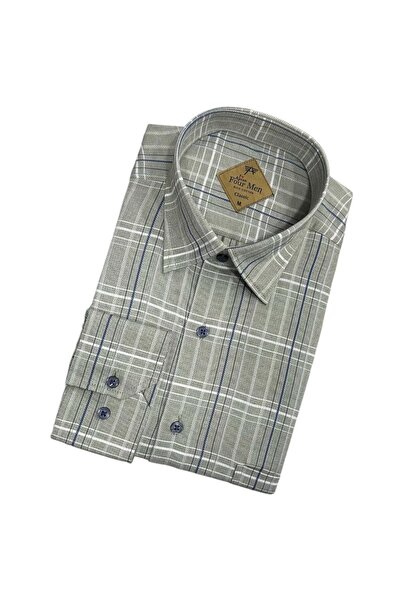 EREN STYLE Λινό Κλασικό Πουκάμισο 100% Βαμβακερό Μακρυμάνικο Αντιιδρωτικό