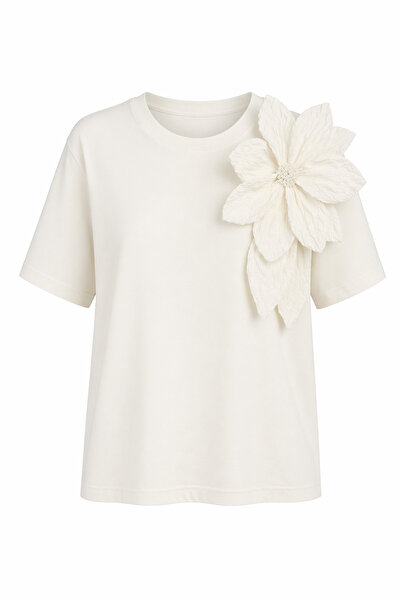 HAZELANNA Λευκό μπλουζάκι με μεγάλο λουλούδι