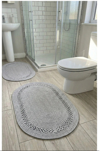 Bilgiçler Tekstil Ψάθινο χαλάκι μπάνιου από γιούτα μεγάλου μεγέθους, σετ 2 τε...