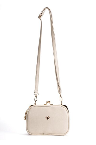 Vorin Luxe Women's Cream Shoulder Bag with Zipper, Long Strap, Gold Detail, S...
