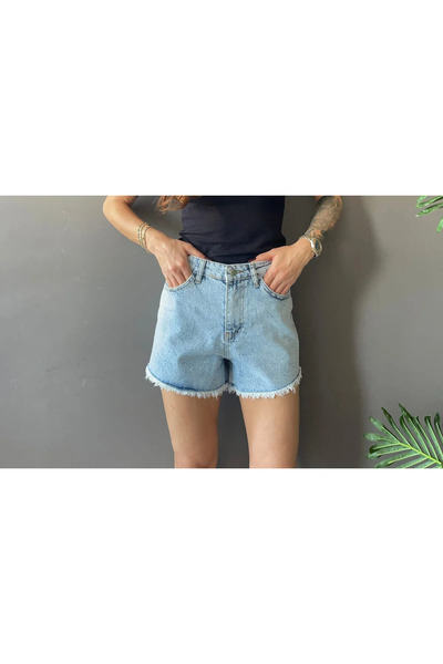 beeke Ales Women's Jeans High Waist Ripped Tassel Denim Shorts