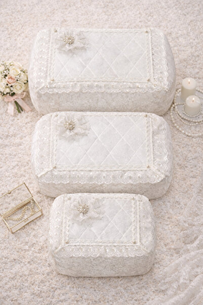 Hig Store Σετ 3 τεμαχίων βελούδινων λουλουδιών με γαλλικό γκιπούρ, πακέτο προ...