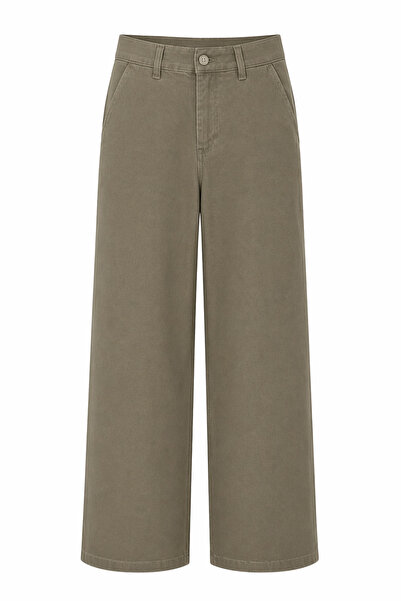 HAZELANNA Ψηλόμεσο φαρδύ τζιν χακί