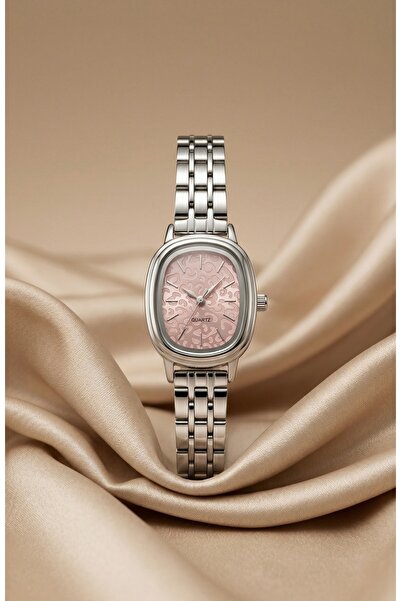 KLISHE Butik Women's Steel Watch Silver Color Pink Leopard Pattern Dial Vinta...
