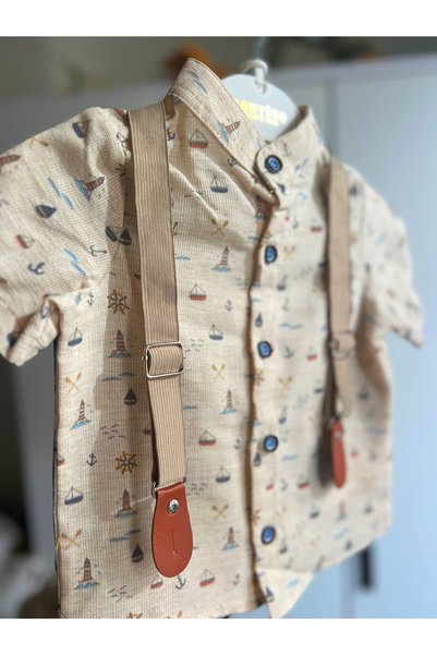 Bontino Baby Boy Shorts and Suspenders Set, Stylish Summer Combination