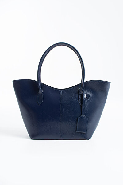 DEV 3 ADAM Γυναικεία τσάντα ώμου σε μπλε ναυτικό χρώμα με δερμάτινα αξεσουάρ,...