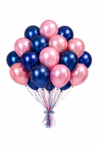 Gemar Chrome Balloons 13 Inch in Navy Blue, Pink Colors, 25 Pieces of Balloons.