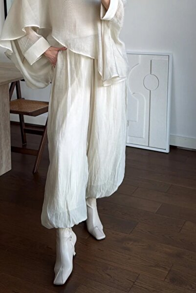 Suziş Παντελόνι μοντέλο σαλβάρι με ελαστικό κομμάτι υφάσματος με ραγισμένη υφ...